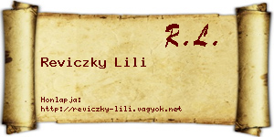 Reviczky Lili névjegykártya
